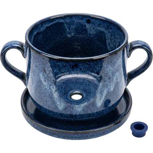 Wfbxw Double Handle Reactive Glaze Ceramic Planter Cobalt - Product view